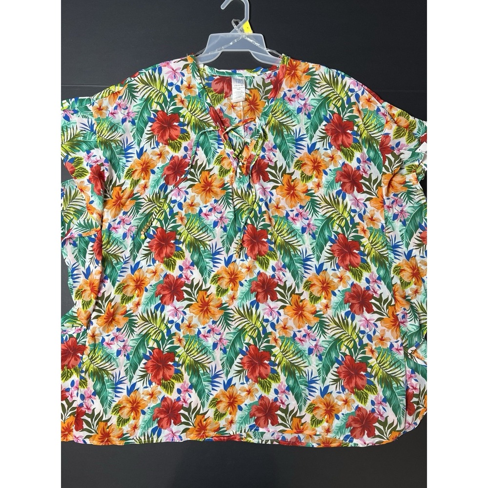 Time and Tru Womens Tropical Multicolor Floral Swim Coverup Swimsuit Large NWT